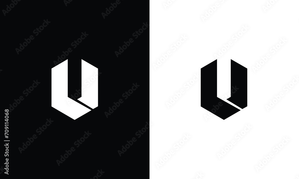 LU, U logo design template vector illustration minimal design - obrazy, fototapety, plakaty 