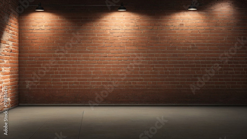 brick wall with three lights on it