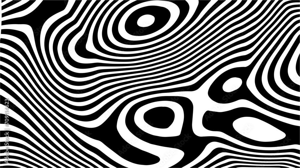 Abstract psychedelic line art pattern, modern wavy liquid lines for header
