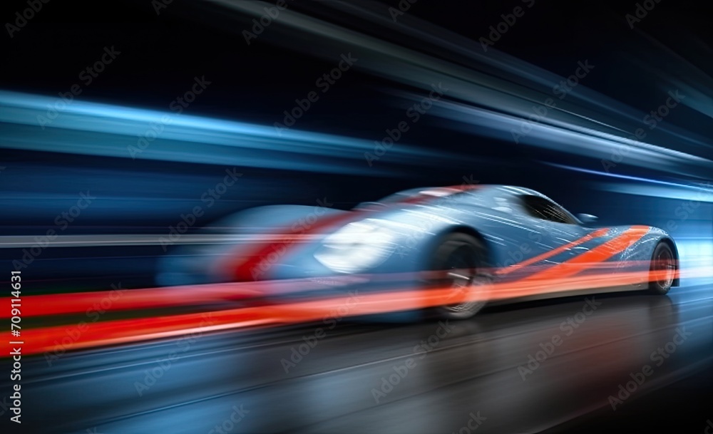 Long exposure shot of a busy street at night creating dynamic effect of the vehicle lights.