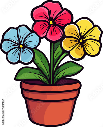 Flower in pot clipart design illustration