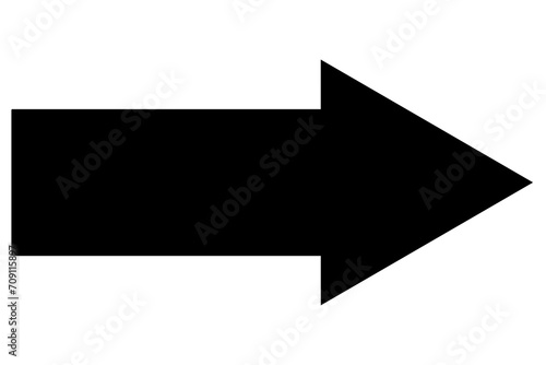 Wide, bold arrow pointing sharply to the right. Sleek black directional symbol isolated on a clean background.