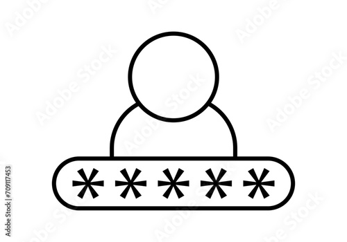 Icono negro de clave de usuario en fondo blanco.