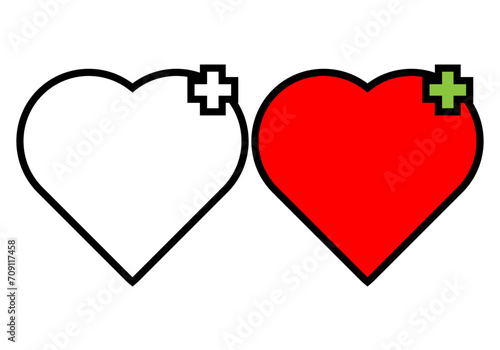 Icono negro de reanimar un corazón o primeros auxilios.