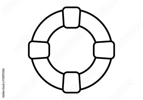 Icono negro de salvavidas en el agua.