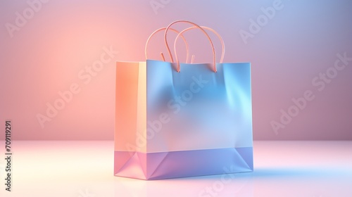 The tranquility of a shopping bag in a 3D illustration against a serene background. photo