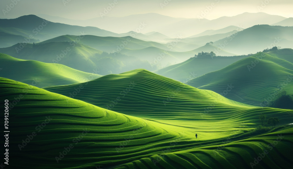 Fototapeta premium landscape with hills and mountains