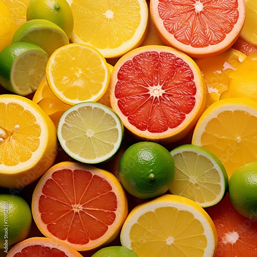 An assortment of vibrant citrus fruits--oranges  lemons  and limes--arranged in a woven basket against a rustic backdrop. - Generative AI