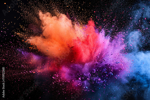 Colorful dust explosion background texture  colorful powder explosion dust splash concept illustration
