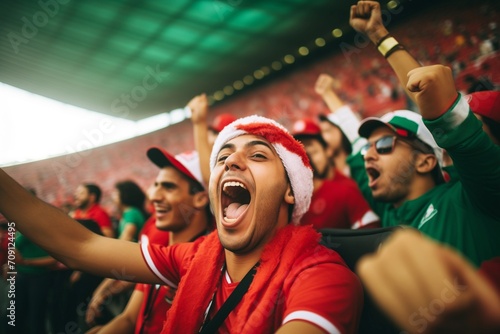 Soccer football sport fans cheering in stadium