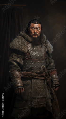 portrait of a ancient mongolian warrior