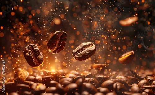 Dynamic coffee beans background photo