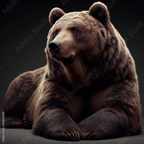 A brown bear male specimen, taken out of profile