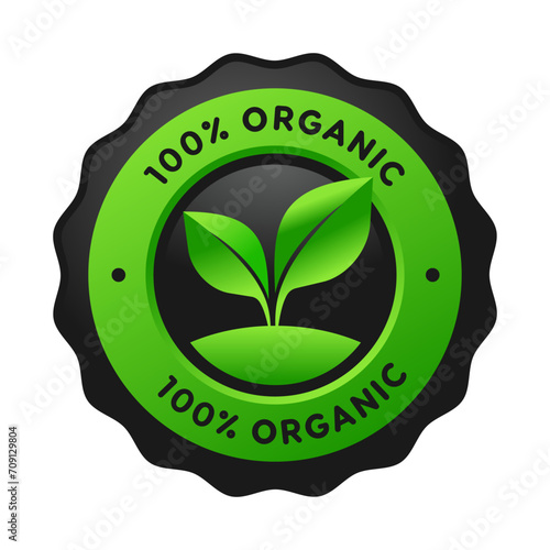 100% Organic Badge Label, Seal Sticker logo,Organic icon. logo. Healthy, Logo natural, for use in the food, pharmaceutical and fertilize