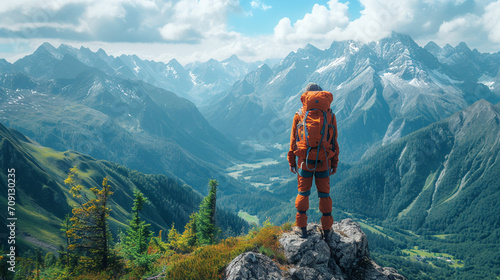 hiker on top of mountain