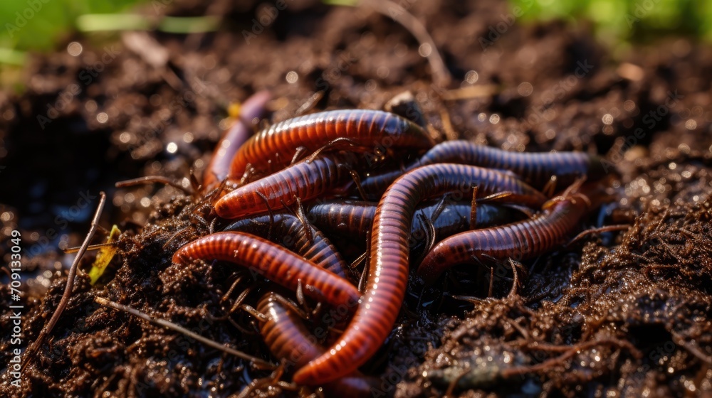 Many living earthworms for fishing in the soil, background Many living earthworms for fishing in the soil, background