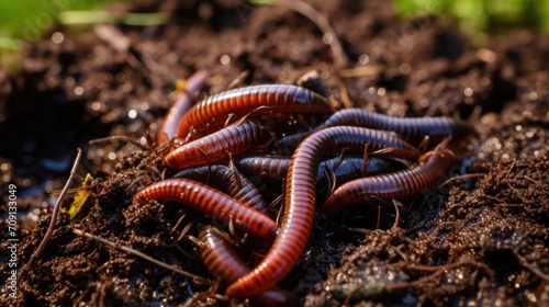 Many living earthworms for fishing in the soil, background © Instacraft.Studio