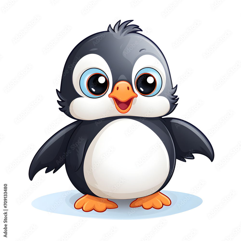 Obraz premium Cute Penguin cartoon vector whie background clipart