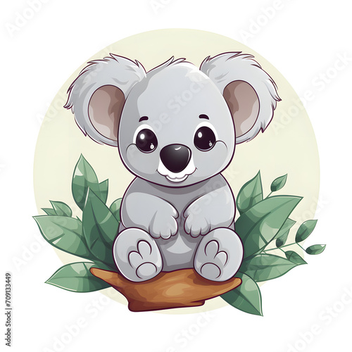 Cute Koala cartoon vector whie background clipart