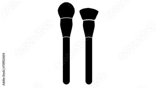 Powder brush, black isolated silhouette