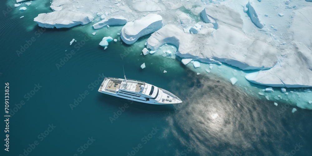 Aerial top down drone view of a boat Aerial top down drone view of a boat