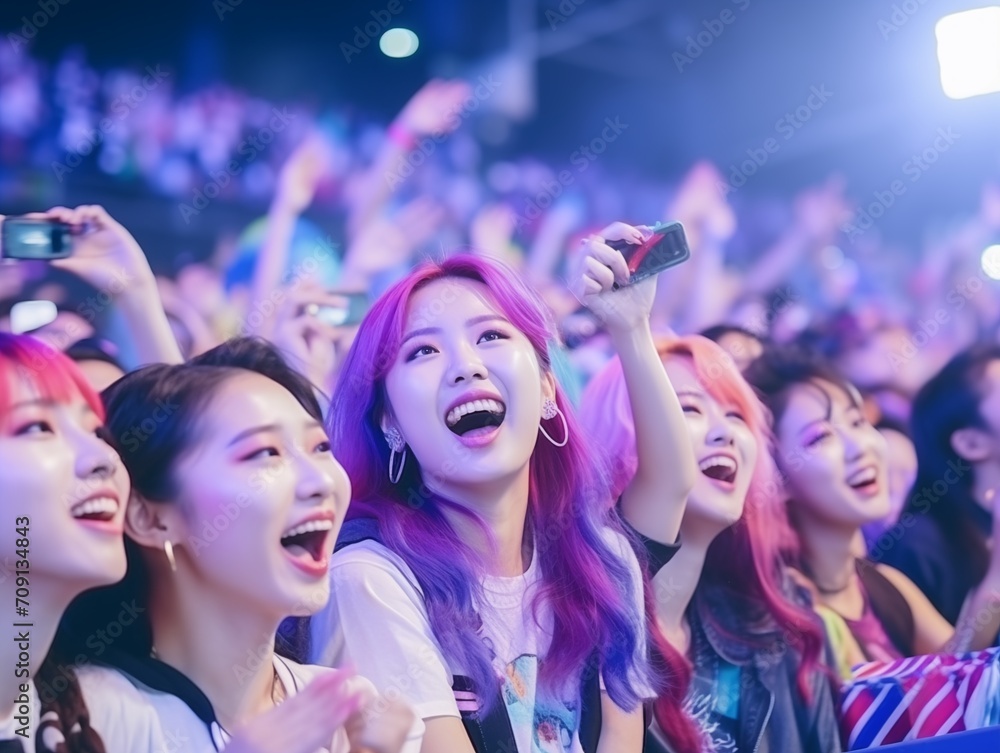 Kpop Support crazy fans of South Korean pop music k-pop cheer on their favorite ...