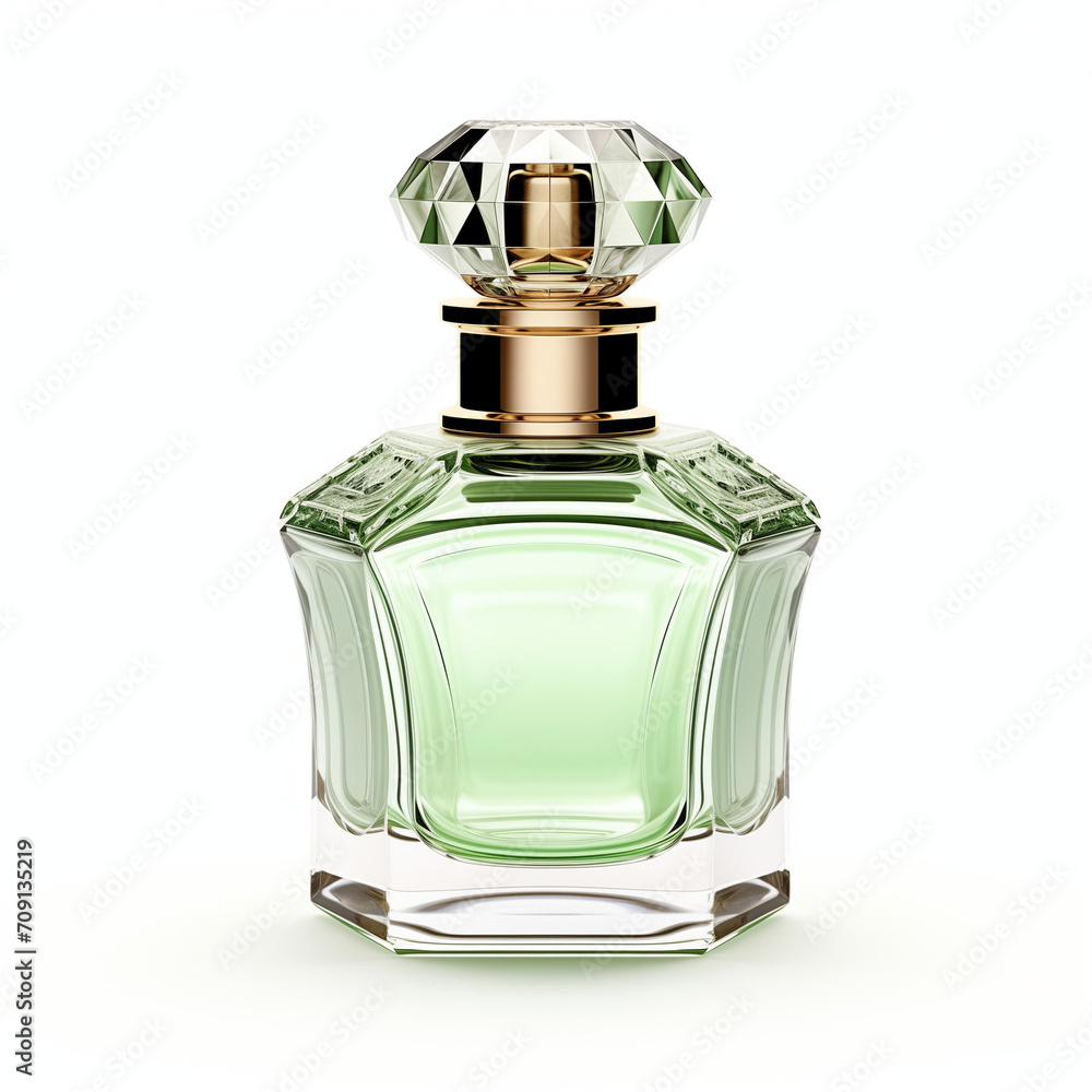 Green glass Perfume Bottles Isolated on White Background Green glass Perfume Bottles Isolated on White Background