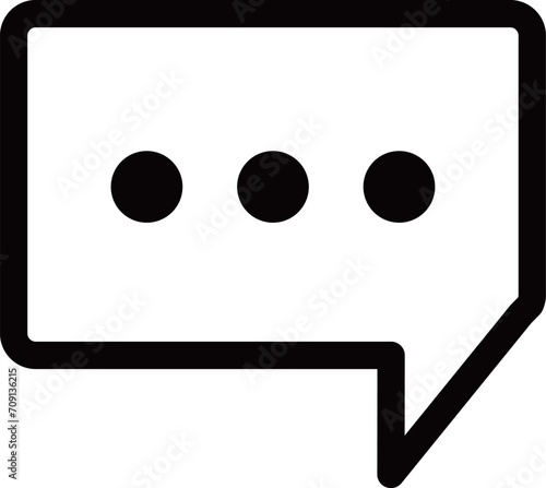 長方形の吹き出しメッセージの線画アイコン