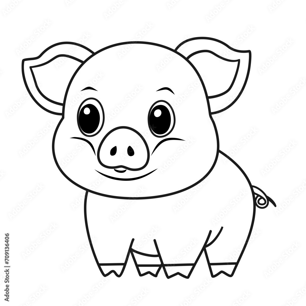 Fototapeta premium Cute drawing piglet for coloring