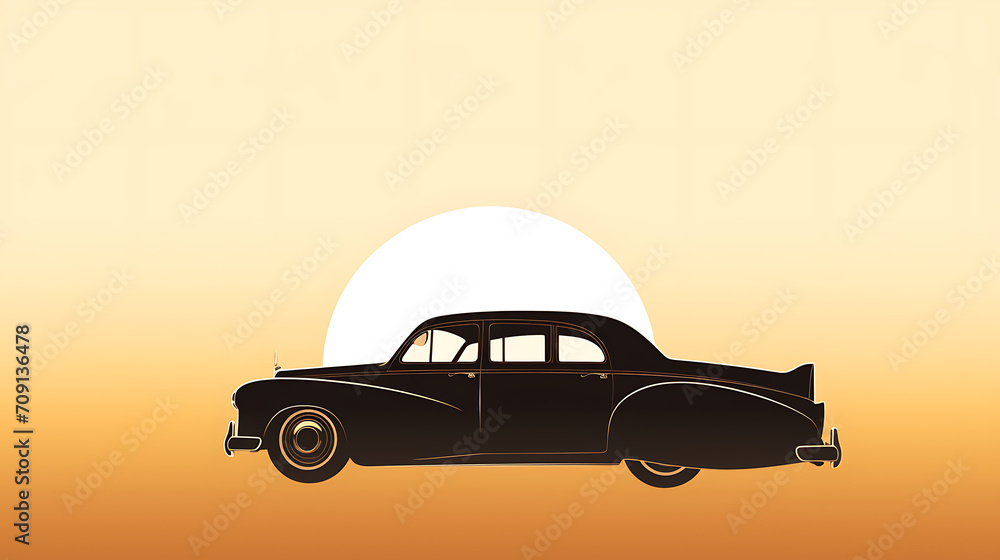 Golden Hour Nuptials: A Classic Car Against a Romantic Sunset