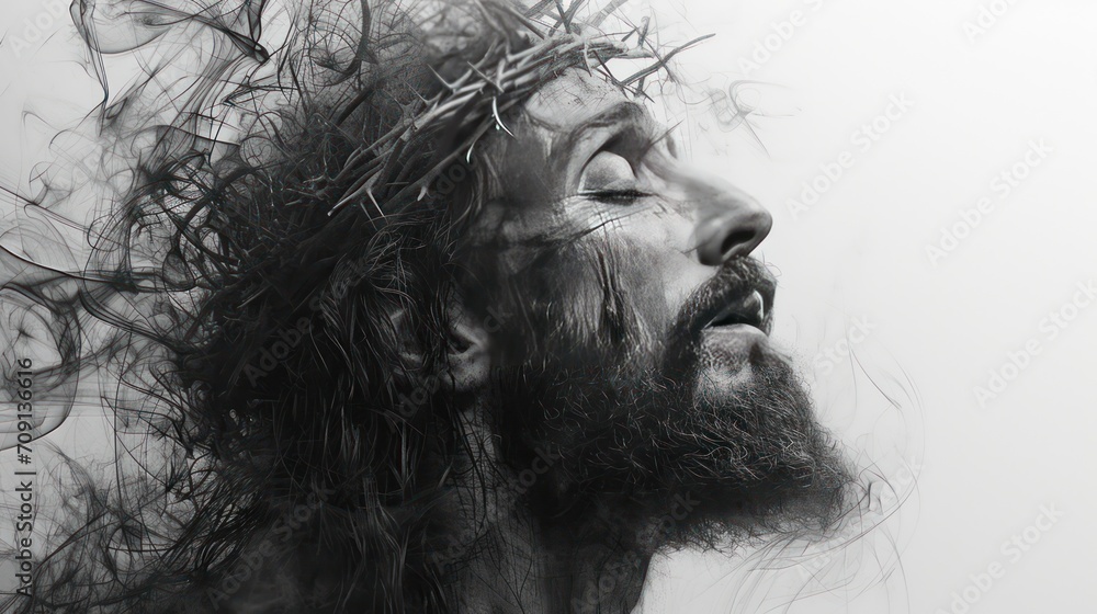 Fototapeta premium Jesus wearing crown made of thorns