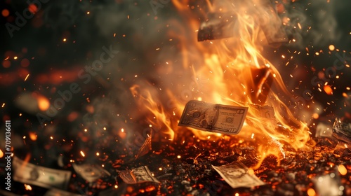 燃える紙幣
 photo