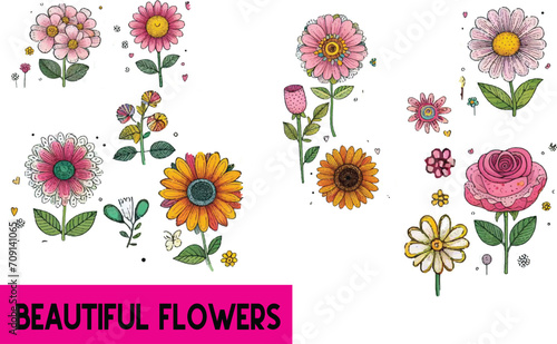 Different beautiful flower plants in different color