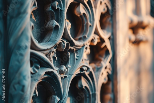 Pattern-Focused Architectural Detail - A close-up shot focusing on the intricate patterns and textures of a unique architectural detail - AI Generated