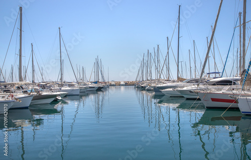 View of the yachts in the seaport in the old town Le Lavandou, France © Kateryna