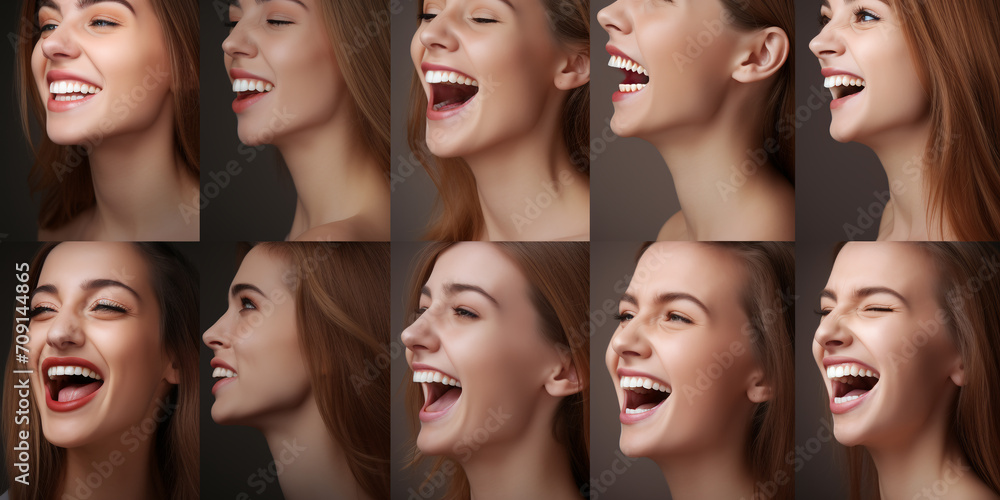 Obraz premium collage close-up of human emotions in neutral colors