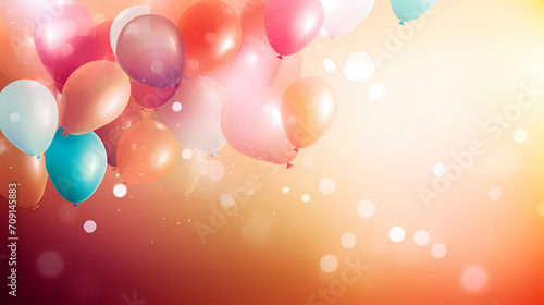 The children   s birthday background  many balloons with soft tones