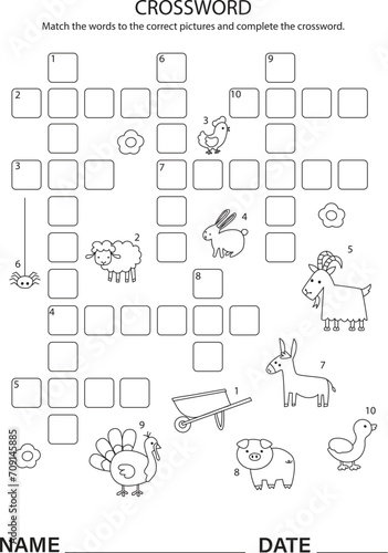 Canvas Print Crossword puzzle games for kids in the farm