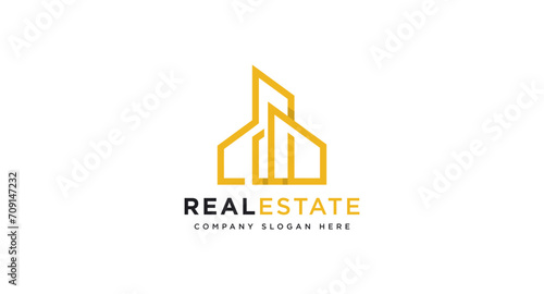 Real Estate Skyline, Sky scraper Logo design vector illustration.