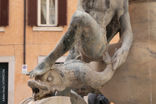 Wallpaper Mural Fountain of the Turtles Dolphin Detail in Rome, Italy Torontodigital.ca