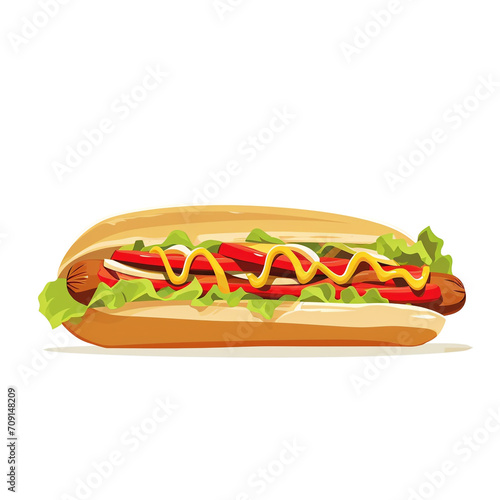 2D flat design illustration of the american hotdogs in flat pastel colors. Isolated in white background. 