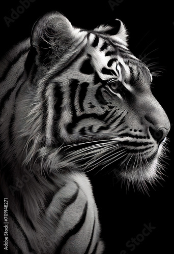 portrait white tiger on black background © Olexandr