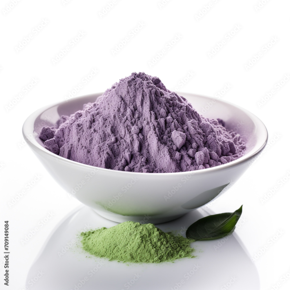 purple matcha powder in a white bowl with transparent background created with Generative Ai purple matcha powder in a white bowl with transparent background created with Generative Ai