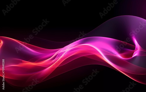 3d rendering. Abstract twisted brush strokes glow with pink neon light. generative ai