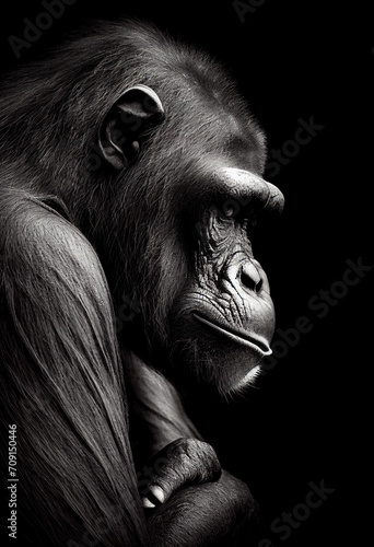 monkey portrait black and white © Olexandr