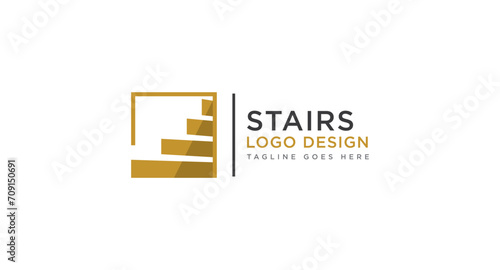 abstract stairs logo design