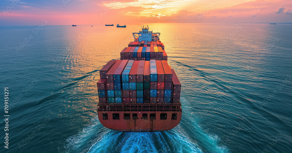 cargo shipping container ship on the ocean