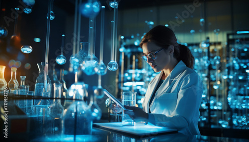 Female researcher carrying out scientific research in a lab