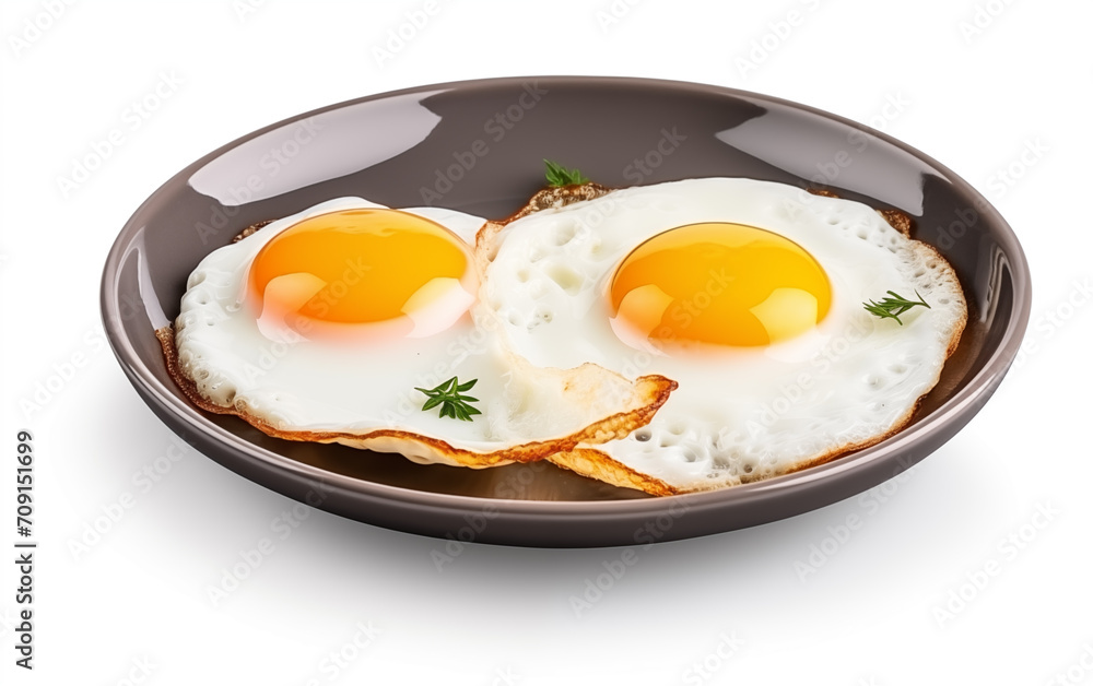 Breakfast fried eggs Isolated on white background Generated AI Breakfast fried eggs Isolated on white background Generated AI