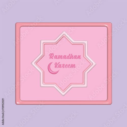 Welcoming Ramadan concept. Realistic 3d object cartoon style. Vector colorful illustration.